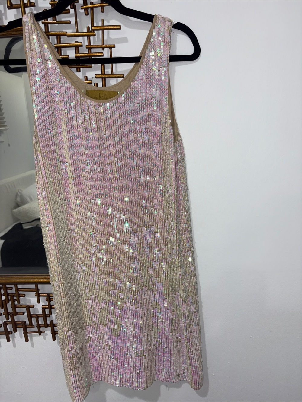 Nicole Miller Iridescent Pink Sequin Tank Dress